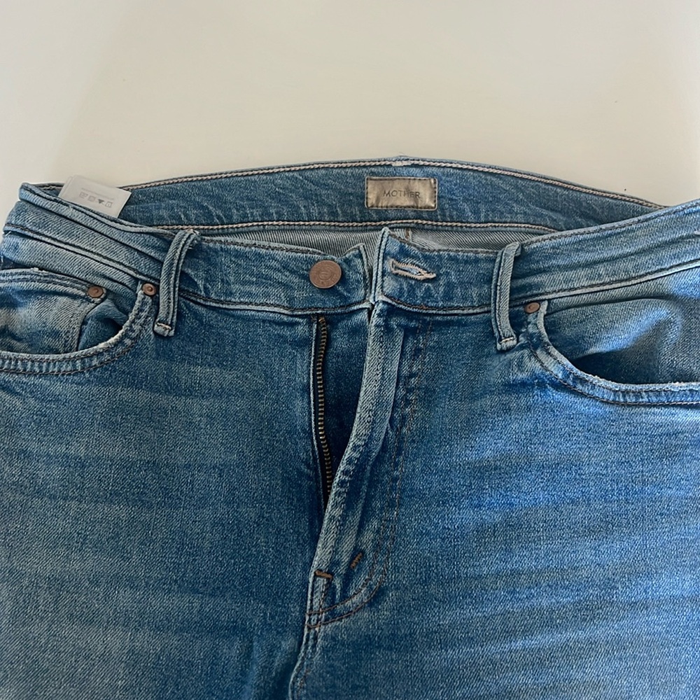 Mother light blue cropped jeans